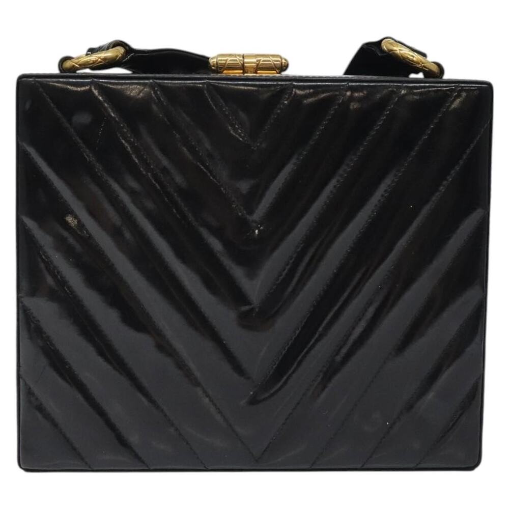 Chanel Patent Leather CC Logo Shoulder Bag Black